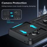 LeYi for TCL 50 XL-5G Case: with Slide Camera Cover + Tempered Glass Screen Protector, Heavy Duty Rugged Mobile Phone Case Cover Funda para with Magnetic Rotatable Ring Kickstand for TCL 50 XL