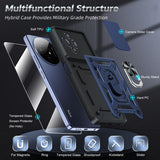LeYi for TCL 50 XL-5G Case: with Slide Camera Cover + Tempered Glass Screen Protector, Heavy Duty Rugged Mobile Phone Case Cover Funda para with Magnetic Rotatable Ring Kickstand for TCL 50 XL