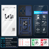LeYi for TCL 50 XL-5G Case: with Slide Camera Cover + Tempered Glass Screen Protector, Heavy Duty Rugged Mobile Phone Case Cover Funda para with Magnetic Rotatable Ring Kickstand for TCL 50 XL
