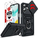 LeYi for Honor X5C/X5C Plus Case: Honour X5C/X5C Plus Case with Tempered Glass Screen Protector, [Military-Grade] Shockproof Kickstand Phone Cover