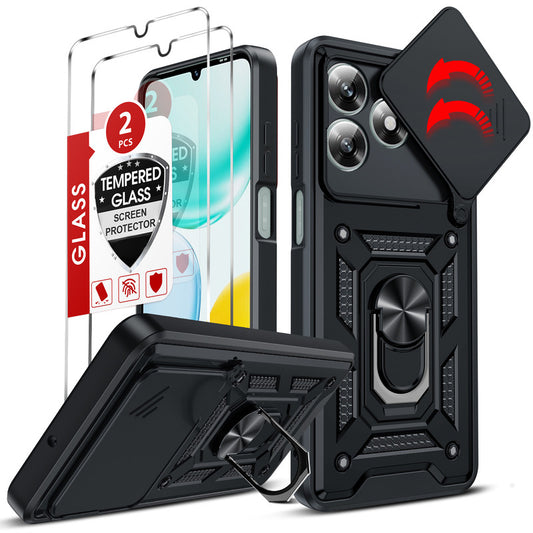 LeYi for Honor X5C/X5C Plus 5G Case: Honour X5C/X5C Plus Case with Tempered Glass Screen Protector, [Military-Grade] Shockproof Kickstand Phone Cover