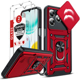 LeYi for Honor X5C/X5C Plus Case: Honour X5C/X5C Plus Case with Tempered Glass Screen Protector, [Military-Grade] Shockproof Kickstand Phone Cover