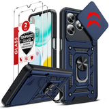 LeYi for Honor X5C/X5C Plus Case: Honour X5C/X5C Plus Case with Tempered Glass Screen Protector, [Military-Grade] Shockproof Kickstand Phone Cover