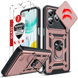 LeYi for Honor X5C/X5C Plus Case: Honour X5C/X5C Plus Case with Tempered Glass Screen Protector, [Military-Grade] Shockproof Kickstand Phone Cover