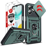 LeYi for Honor X5C/X5C Plus Case: Honour X5C/X5C Plus Case with Tempered Glass Screen Protector, [Military-Grade] Shockproof Kickstand Phone Cover