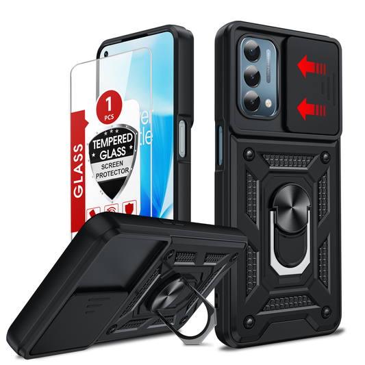 LeYi for Oneplus Nord N200 5G Case: Nord N200 5G Case with Tempered Glass Screen Protector, [Military-Grade] Shockproof Kickstand Funda para Oneplus Nord N200