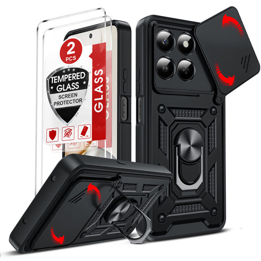 LeYi for Honor 400 Smart 5G Case: Honour 400 Smart Case with Tempered Glass Screen Protector, [Military-Grade] Shockproof Kickstand Phone Cover