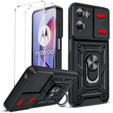 LeYi for Motorola Moto E15 4G/G05: Moto E15 4G/G05 Case with Tempered Glass Screen Protector, [Military-Grade] Shockproof Kickstand Phone Cover