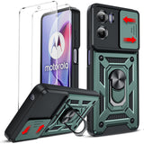 LeYi for Motorola Moto E15 4G/G05: Moto E15 4G/G05 Case with Tempered Glass Screen Protector, [Military-Grade] Shockproof Kickstand Phone Cover