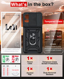 LeYi for TCL 50 LE-Case: with Slide Camera Cover + Tempered Glass Screen Protector, Heavy Duty Rugged Mobile Phone Case Cover Funda para with Magnetic Rotatable Ring Kickstand for TCL 50 LE