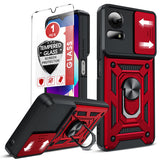 LeYi for TCL 50 LE-Case: with Slide Camera Cover + Tempered Glass Screen Protector, Heavy Duty Rugged Mobile Phone Case Cover Funda para with Magnetic Rotatable Ring Kickstand for TCL 50 LE