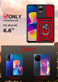 LeYi for TCL 50 LE-Case: with Slide Camera Cover + Tempered Glass Screen Protector, Heavy Duty Rugged Mobile Phone Case Cover Funda para with Magnetic Rotatable Ring Kickstand for TCL 50 LE