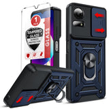 LeYi for TCL 50 LE-Case: with Slide Camera Cover + Tempered Glass Screen Protector, Heavy Duty Rugged Mobile Phone Case Cover Funda para with Magnetic Rotatable Ring Kickstand for TCL 50 LE