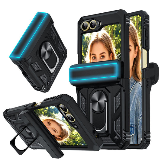 LeYi for Smasung Z Flip 6 Case: [Military-Grade] Cellphone Case Cover with Magnetic Ring Kickstand for Galaxy Z Flip 6