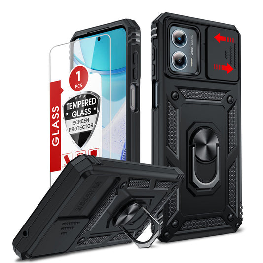 LeYi for Moto G-5G 2023 Case: with Slide Camera Cover and Screen Protector, [Military-Grade] Cellphone Case Cover with Magnetic Ring Kickstand for Moto G 5G 2023