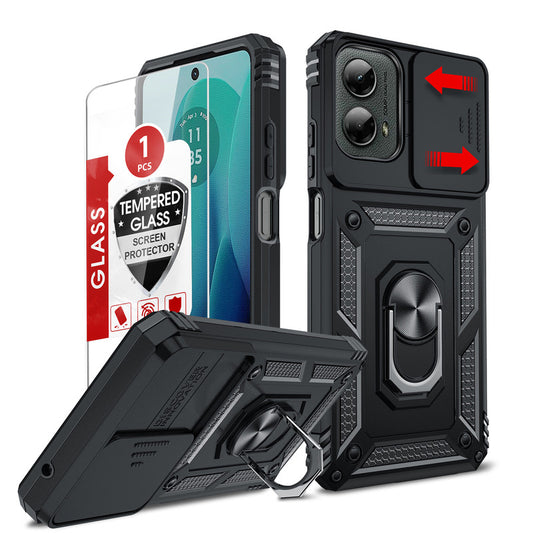 LeYi for Motorola-Moto G 5G 2024 Case: with Slide Camera Cover and Screen Protector, [Military-Grade] Cellphone Case Cover with Magnetic Ring Kickstand for Moto G 5G 2024
