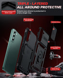 LeYi for Samsung Galaxy S22-Plus Case: with Slide Camera Cover, [Military-Grade] Cellphone Case Cover with Magnetic Ring Kickstand for Samsung Galaxy S22 Plus