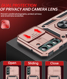 LeYi for Samsung Galaxy S22-Plus Case: with Slide Camera Cover, [Military-Grade] Cellphone Case Cover with Magnetic Ring Kickstand for Samsung Galaxy S22 Plus