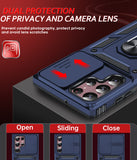 LeYi for Samsung Galaxy S22-Ultra Case: with Slide Camera Cover, [Military-Grade] Cellphone Case Cover with Magnetic Ring Kickstand for Samsung Galaxy S22 Ultra