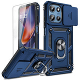 LeYi for Motorola-Moto G 5G 2025 Case: with Slide Camera Cover and Screen Protector, [Military-Grade] Cellphone Case Cover with Magnetic Ring Kickstand for Moto G 5G 2025