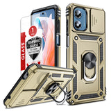 LeYi for Motorola-Moto G Play 2024 Case: with Slide Camera Cover and Screen Protector, [Military-Grade] Cellphone Case Cover with Magnetic Ring Kickstand for Moto G Play 2024