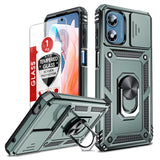 LeYi for Motorola-Moto G Play 2024 Case: with Slide Camera Cover and Screen Protector, [Military-Grade] Cellphone Case Cover with Magnetic Ring Kickstand for Moto G Play 2024
