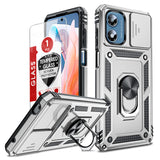 LeYi for Motorola-Moto G Play 2024 Case: with Slide Camera Cover and Screen Protector, [Military-Grade] Cellphone Case Cover with Magnetic Ring Kickstand for Moto G Play 2024