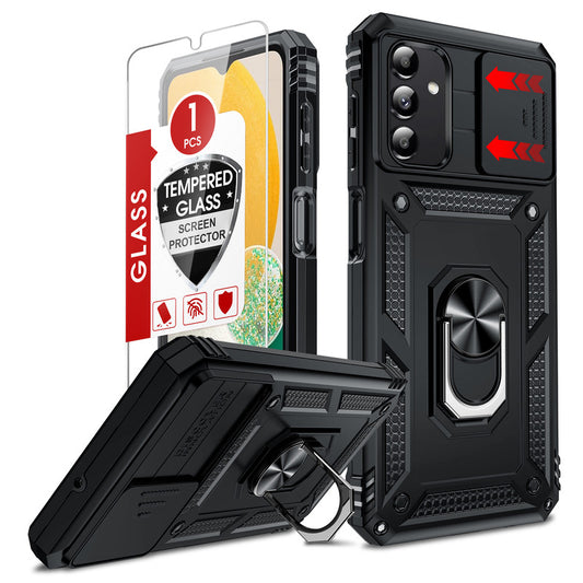 LeYi for Samsung Galaxy A13 5G Case: with Slide Camera Cover and Screen Protector, [Military-Grade] Cellphone Case Cover with Magnetic Ring Kickstand for Samsung Galaxy A13 5G