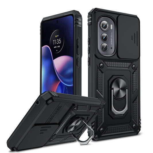 LeYi for Motorola-Edge-2022 Case: with Slide Camera Cover, [Military-Grade] Cellphone Case Cover with Magnetic Ring Kickstand for Moto Edge 2022