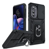 LeYi for Motorola-Edge-2022 Case: with Slide Camera Cover, [Military-Grade] Cellphone Case Cover with Magnetic Ring Kickstand for Moto Edge 2022