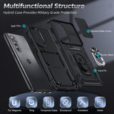 LeYi for Motorola-Edge-2022 Case: with Slide Camera Cover, [Military-Grade] Cellphone Case Cover with Magnetic Ring Kickstand for Moto Edge 2022