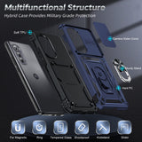 LeYi for Motorola-Edge-2022 Case: with Slide Camera Cover, [Military-Grade] Cellphone Case Cover with Magnetic Ring Kickstand for Moto Edge 2022