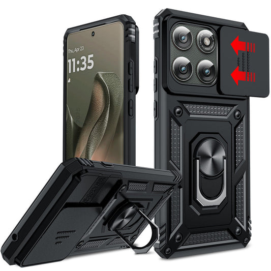LeYi for Motorola-Edge-2025 Case: with Slide Camera Cover, [Military-Grade] Cellphone Case Cover with Magnetic Ring Kickstand for Moto Edge 2025