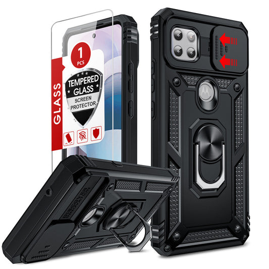 LeYi for Motorola-Moto One 5G Ace Case: with Slide Camera Cover and Screen Protector, [Military-Grade] Cellphone Case Cover with Magnetic Ring Kickstand for Moto One 5G Ace