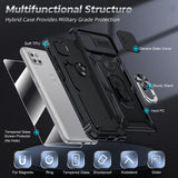 LeYi for Motorola-Moto One 5G Ace Case: with Slide Camera Cover and Screen Protector, [Military-Grade] Cellphone Case Cover with Magnetic Ring Kickstand for Moto One 5G Ace
