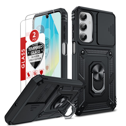 LeYi for Samsung Galaxy A16-5G Case: with Slide Camera Cover and Screen Protector, [Military-Grade] Cellphone Case Cover with Magnetic Ring Kickstand for Samsung Galaxy A16 5G
