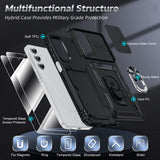 LeYi for Samsung Galaxy A16-5G Case: with Slide Camera Cover and Screen Protector, [Military-Grade] Cellphone Case Cover with Magnetic Ring Kickstand for Samsung Galaxy A16 5G