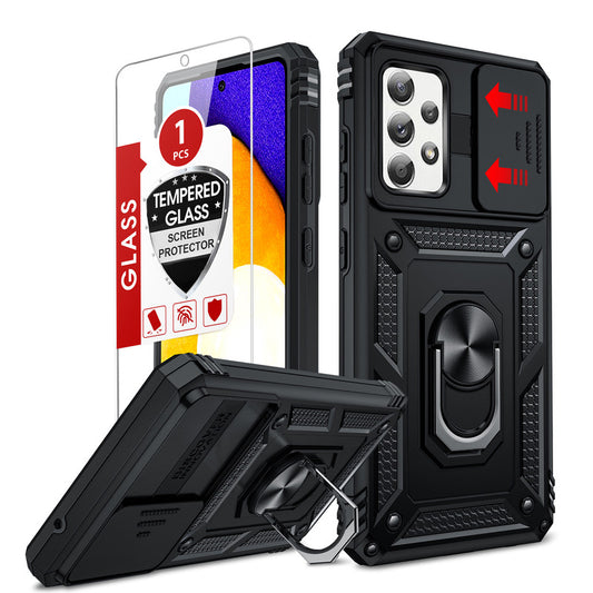 LeYi for Samsung Galaxy A52 5G Case: with Slide Camera Cover and Screen Protector, [Military-Grade] Cellphone Case Cover with Magnetic Ring Kickstand for Samsung Galaxy A52 5G
