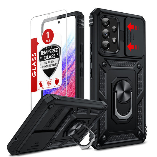 LeYi for Samsung Galaxy A53 5G Case: with Slide Camera Cover and Screen Protector, [Military-Grade] Cellphone Case Cover with Magnetic Ring Kickstand for Samsung Galaxy A53 5G