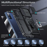 LeYi for Samsung Galaxy S21 FE 5G Case: with Slide Camera Cover and Screen Protector, [Military-Grade] Cellphone Case Cover with Magnetic Ring Kickstand for Samsung Galaxy S21 FE