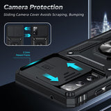 LeYi for Samsung Galaxy S21 FE 5G Case: with Slide Camera Cover and Screen Protector, [Military-Grade] Cellphone Case Cover with Magnetic Ring Kickstand for Samsung Galaxy S21 FE