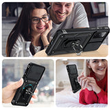 LeYi for Samsung Galaxy S21 FE 5G Case: with Slide Camera Cover and Screen Protector, [Military-Grade] Cellphone Case Cover with Magnetic Ring Kickstand for Samsung Galaxy S21 FE
