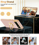 LeYi for Google-Pixel-6 Case: Rotatable Ring Holder Magnetic Kickstand, Plating Rose Gold Edge Case