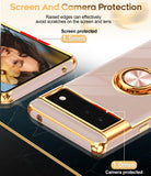 LeYi for Google-Pixel-6 Case: Rotatable Ring Holder Magnetic Kickstand, Plating Rose Gold Edge Case