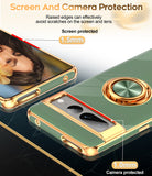LeYi for Google-Pixel-7 Pro Case: Rotatable Ring Holder Magnetic Kickstand, Plating Rose Gold Edge Case