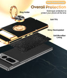 LeYi for Google-Pixel-7 Pro Case: Rotatable Ring Holder Magnetic Kickstand, Plating Rose Gold Edge Case
