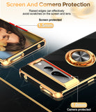 LeYi for Google-Pixel-7 Pro Case: Rotatable Ring Holder Magnetic Kickstand, Plating Rose Gold Edge Case
