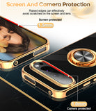 LeYi for Google Pixel 9 Pro XL Case: with Rotatable Ring Holder Magnetic Kickstand, Plating Rose Gold Edge Case
