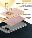 LeYi for Google Pixel 8 Case :Rotatable Ring Holder Magnetic Kickstand, Plating Rose Gold Edge Case
