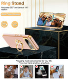 LeYi for Google Pixel 8 Case :Rotatable Ring Holder Magnetic Kickstand, Plating Rose Gold Edge Case